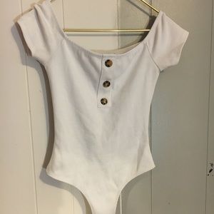 Off the Shoulder White Body Suit